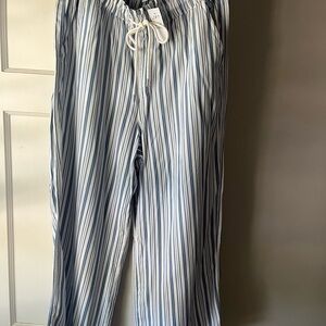 LOFT Wide Leg Pants with Blue and White Stripes